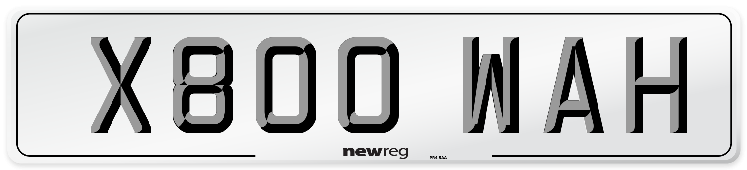 X800 WAH Number Plate from New Reg